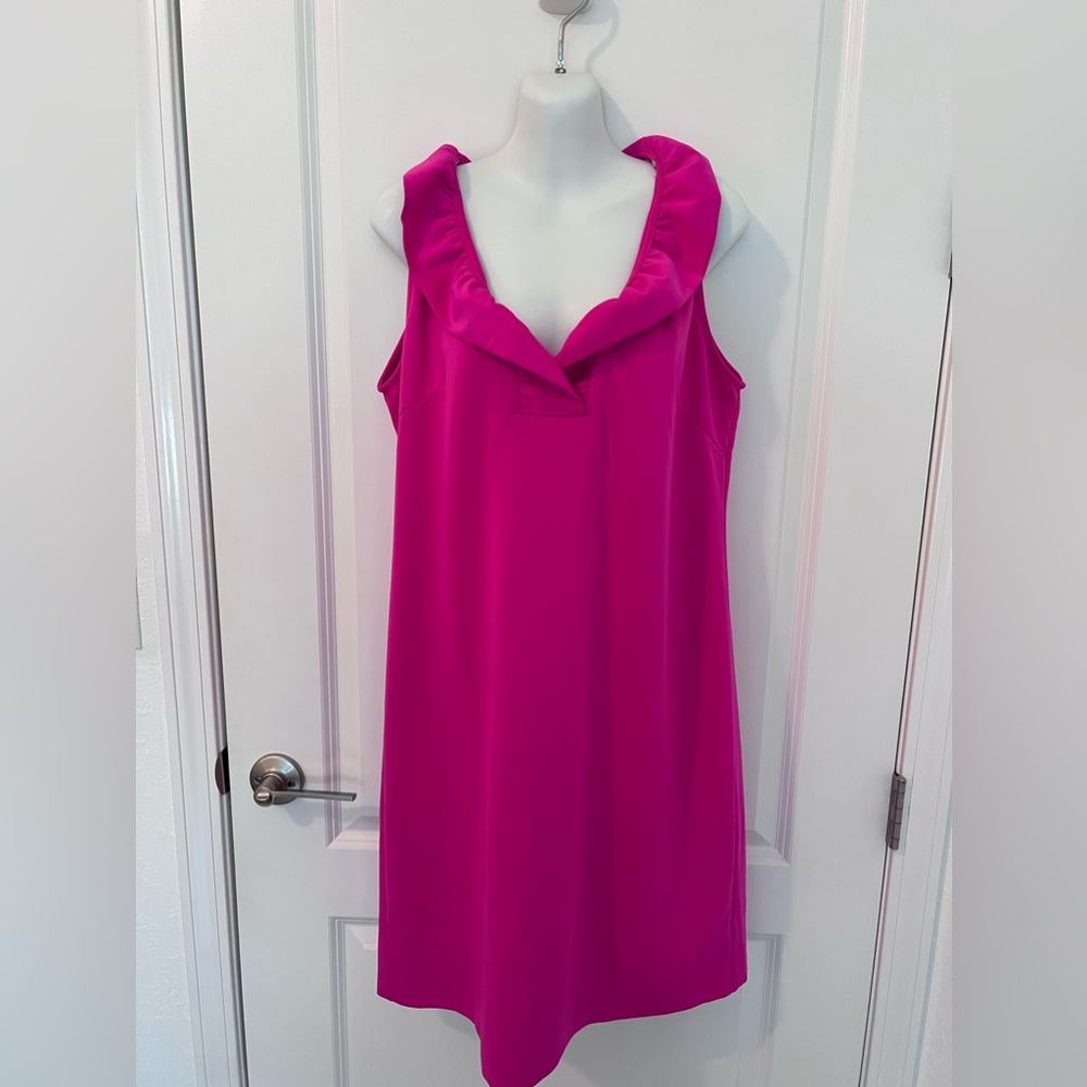 Pink Ruff Neck Pink Dress